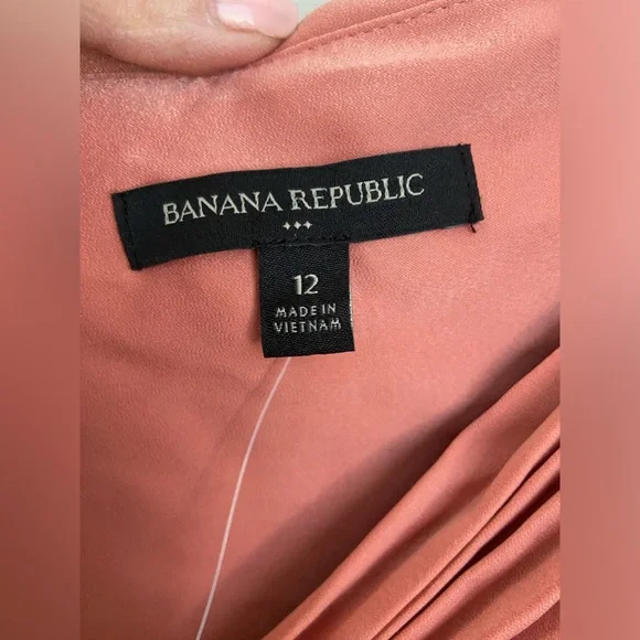 NWT Banana Republic Gorgeous One Shoulder Pleated Coral Pink Asymmetric Dress 12 - Picture 5 of 13